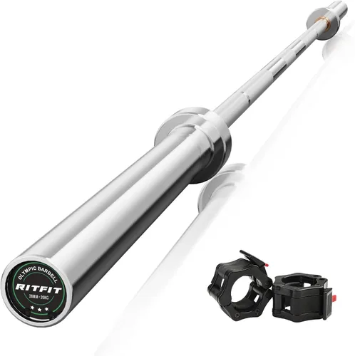 Vista 34 de RitFit Elite - Barra olímpica de 7 pies, robusta barra de 45 libras para levantamiento de pesas y levantamiento de potencia, barra olímpica superior