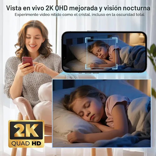 Vista 4 de Mini cámara para seguridad en el hogar,Cámara interior 2K,Cámara WiFi