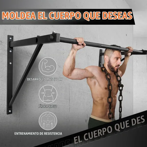 Vista 5 de Yes4All - Barra de dominadas resistente para montar en la pared – Agarre múltiple para dominadas / Barra de dominadas para montar en el techo A.