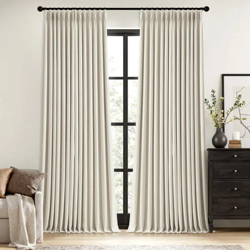 Vista 29 de MIULEE - Cortinas de lino beige con pliegues a presión 100% opacas para dormitorio, cortinas de ventana con memoria y bloqueo de luz para oscurecer