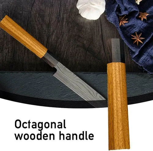 Vista 3 de 1PC cuchillo de cocina de estilo japonés mango octogonal asas Safflower Cuchillos