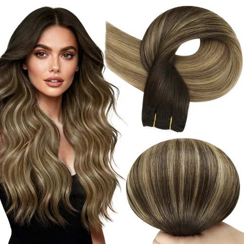 Vista 44 de Full Shine Extensiones de trama de cabello humano, cabello natural negro brillante, para mujeres, 1.76 oz (50 g), 10 pulgadas (25.4 cm), cabello
