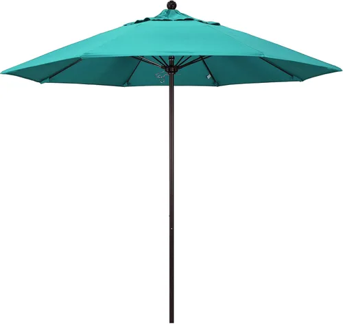 Vista 10 de California Umbrella ALTO908117-5410 Venture Series - Sombrilla comercial para patio, 9 pies redonda, color azul aire Sunbrella