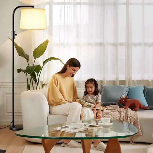 Vista 6 de Ambimall Lámpara de pie totalmente regulable - Lámparas de pie de 9W con bombilla LED incluida, lámparas de pie para sala de estar con cabezal