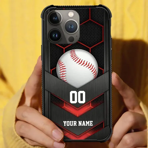 Vista 4 de DJSOK Compatible con iPhone personalizado de béisbol deportivo, cubierta de teléfono personalizada con número de nombre para iPhone 17/16/15/14 Pro