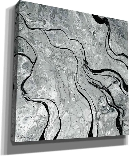 Vista 2 de Epic Graffiti 'Abstracto en gris V' por Cindy Jacobs, arte de pared en lienzo, 12 x 12 pulgadas