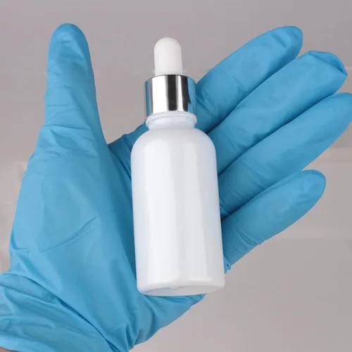 Vista 7 de COSIDEA 20pcs Vacío Blanco Perlado redondo 1.0 fl oz 1oz Botella de vidrio con cuentagotas de bambú para envases de envases de botellas de aceite