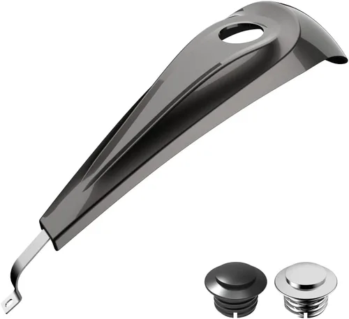Vista 70 de Consola de tanque de perfil bajo para Harley Touring 2008+, whisky ámbar, panel de combustible de tablero liso y tapa de tanque de gasolina cromada