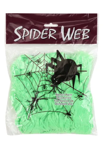 Vista 2 de Decoración de Telaraña Verde para Halloween de 200 pies cuadrados Multicolor