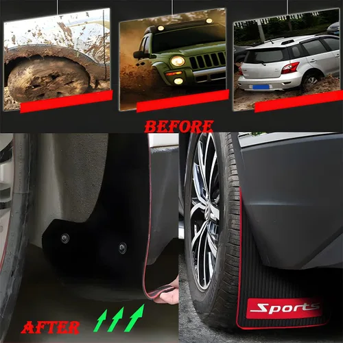 Vista 6 de 2 piezas de aletas para salpicaderos de coche, protectores de guardabarros de PVC con aditamentos delanteros y traseros, aletas universales