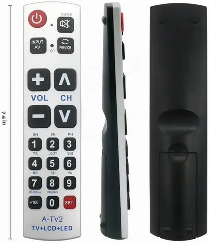 Vista 7 de LuckyStar - Control remoto universal con botón grande A-TV2, ajuste inicial para Lg, Vizio, Sharp, Zenith, Panasonic, Philips, RCA, pone la batería