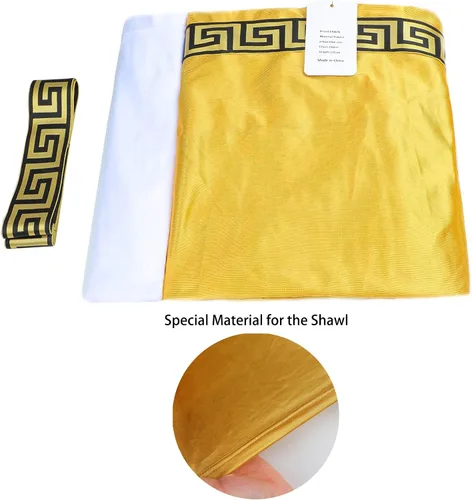 Vista 4 de Conjunto de disfraz clásico de Toga para hombre, incluye túnica, cinturón y corona de laurel de metal dorado, vestido de fiesta de verano de Dios