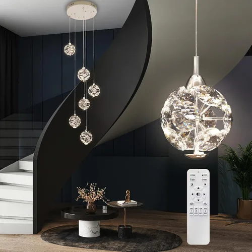 Vista 11 de Lámparas colgantes modernas para isla de cocina, lámpara colgante esférica, pequeño candelabro colgante de cristal para dormitorio, entrada, sala