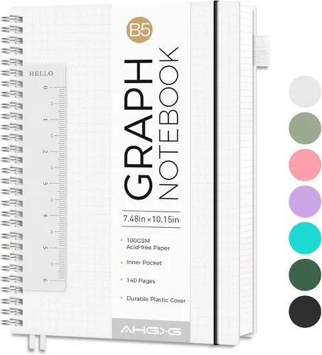 Vista 11 de AHGXG Diario de puntos, cuaderno en espiral de cuadrícula de puntos de 8.5 x 11 pulgadas, cuaderno de puntos grande A4, papel grueso de 3.53 oz/m²