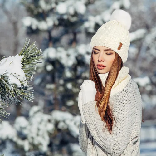 Vista 5 de Gorro de invierno para mujer, bufanda, guantes 3 en 1, con forro polar grueso y cálido, gorro de punto holgado con pompón