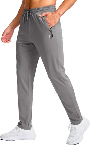 Vista 14 de Pudolla Pantalones deportivos altos para hombre con entrepierna de 32/34/36/38 pulgadas con bolsillos con cremallera, pantalones deportivos ligeros