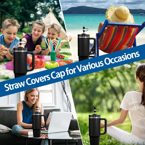 Vista 7 de 6 fundas de silicona para popote compatibles con Stanley Cup, vaso de 30 y 40 onzas con asa de 0.394 in, tapas de popote a prueba de polvo