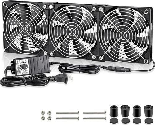 Vista 9 de GDSTIME Ventiladores Duales de Gran Flujo de Aire de 120mm, Ventilador de Computadora 2x120mm 240mm con Enchufe de CA, 110V 120V 220V 240V CA