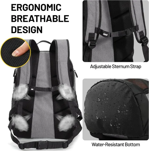 Vista 3 de [Usado] MIER Gym Backpack 40L Basketball Backpack with Ball Compartment & Shoes Storage Multi-Functional Sports Soccer Bag Large Equipment Back Pack
