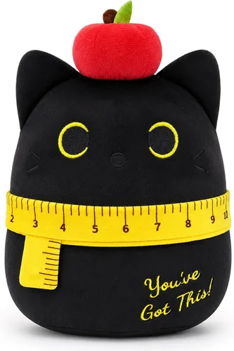 Vista 13 de Peluche de gato negro de 8 pulgadas con pastel, lindo regalo de cumpleaños negro para niñas, niños y gatos, decoración de la habitación del hogar