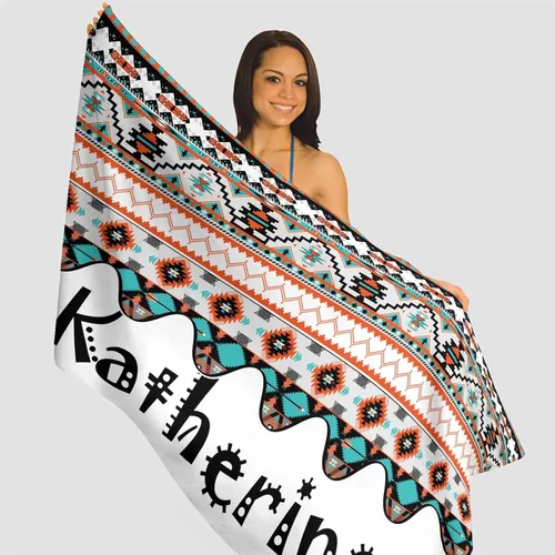 Vista 5 de YESCUSTOM Toallas de baño bohemias personalizadas con nombre, toalla de baño con texto personalizado para adultos, mujeres y niños, toalla