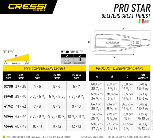 Vista 6 de Cressi Pro Star, Negro, 37/38 [DUPLICADO]