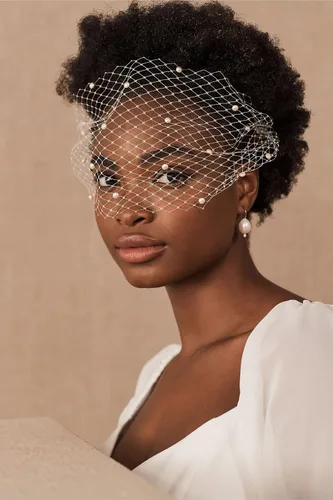 Vista 5 de Passat Pearl Birdcage Fascinator Hat and Hair Clip - Fiesta de té y velo de boda - Sombrero de píldora Derby - Diadema de jaula de pájaros nupcial