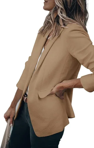 Vista 3 de Cicy Bell Blazers casuales femeninos con abertura frontal y manga larga chaquetas y blazers para trabajo de oficina