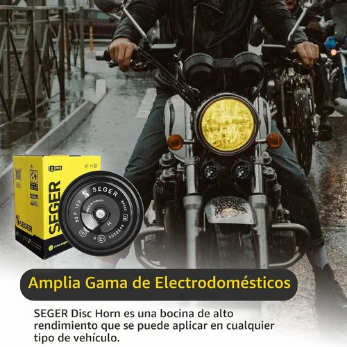 Vista 3 de SEGER Bocina de disco - Serie 50F, 12V, tono alto, impermeable, ajuste universal, bocina de camión ruidosa con soporte de montaje