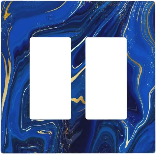 Vista 57 de Cubiertas de Tomacorrientes Mármol Azul Abstracto Textura de Purpurina Dorada 1 Gang Cubierta de Placa de Interruptor de Luz Dúplex Cubiertas