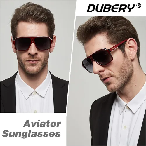Vista 2 de DUBERY Gafas de sol de aviador de gran tamaño para hombre clásicas grandes polarizadas D103