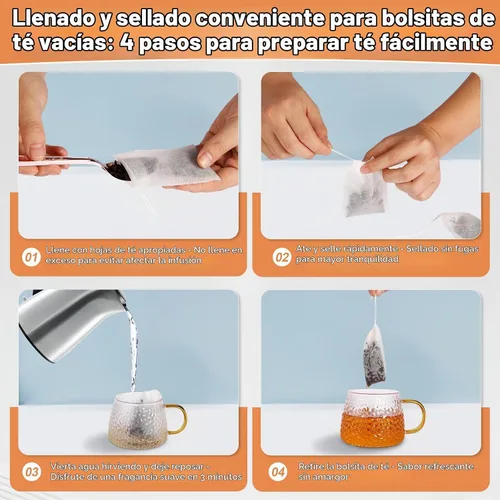 Vista 4 de 400 bolsas de té para té de hojas sueltas, bolsas de filtro desechables vacías Blanco 400 piezas