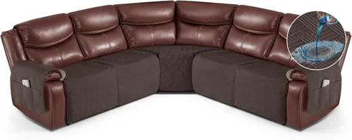 Vista 20 de KinCam Fundas impermeables para sofá modular reclinable, fundas de sofá reclinable de gran tamaño para sofá en forma de L, funda de sofá Chocolate