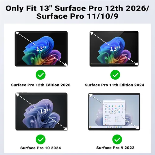 Vista 2 de MoKo - Funda resistente todo en uno para Microsoft Surface Pro 12th 2026, Surface Pro 11/10/9 de 13 pulgadas, con funda protectora con soporte, Azul