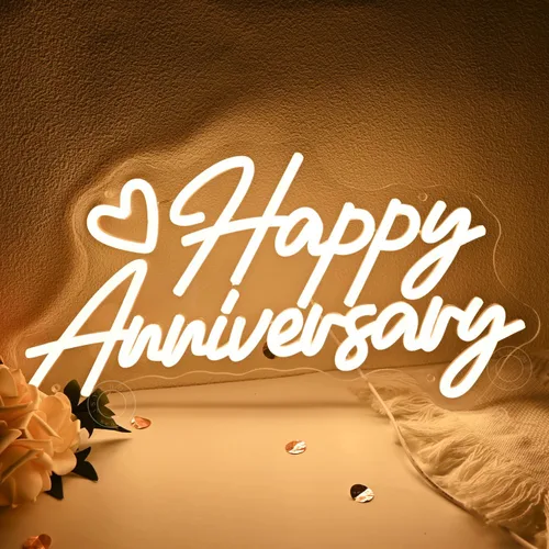 Vista 10 de SYLHOME Letrero de luz LED de neón con texto en inglés «Happy Birthday» para fiesta de cumpleaños, dormitorio, decoración de pared, pancarta, bar
