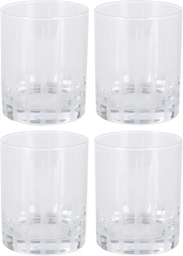 Vista 5 de Babish 4 vasos de 14 onzas DOF Old Fashioned para beber y whisky, cristal transparente grabado a mano