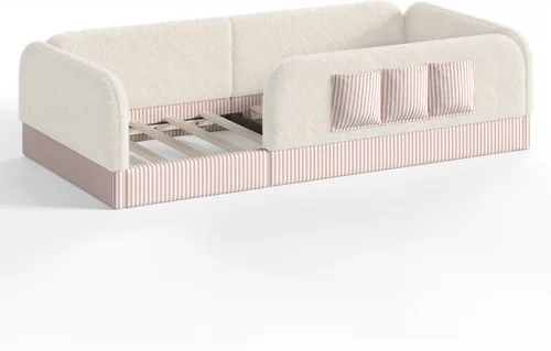 Vista 8 de Bellemave Cama Montessori tapizada individual con bolsillo de Beige