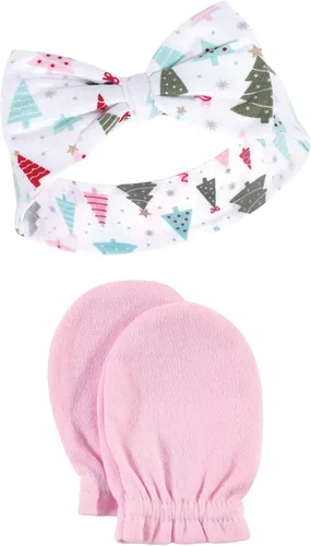 Vista 30 de Hudson Baby Conjunto de diadema de algodón y manoplas para rascar para bebé