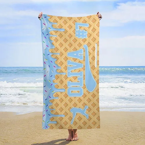 Vista 8 de Toalla de playa de béisbol personalizada con nombre, divertidas toallas de playa personalizadas de 67 memes para niños, toallas número seis siete