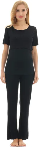 Vista 2 de Bearsland Conjunto de ropa de dormir de maternidad para mujer, pijama de lactancia materna