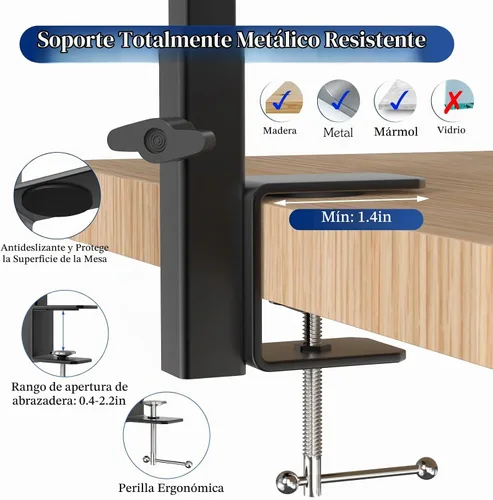 Vista 3 de Pawaboo Brazo de mesa de aseo para perros con abrazadera, soporte ajustable de aseo para perros de 35 pulgadas y dos soportes libres sin sentarse