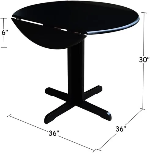 Vista 2 de International Concepts - Mesa de comedor de doble hoja caída, 36 pulgadas, color negro
