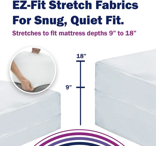 Vista 2 de CleanRest PRO Presto! Protector de colchón acolchado con cremallera para lavado EZ, tamaño individual XL, impermeable, chinches, ácaros del polvo