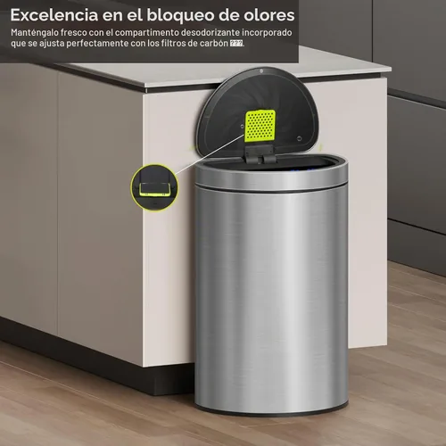 Vista 8 de EKO Mirage - Bote de basura semicircular con sensor de movimiento, de 12.4 galones, grande, automático para cocina con compartimento desodorante
