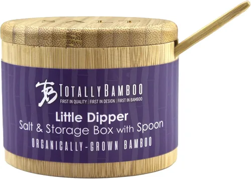 Vista 6 de Totally Bamboo Little Dipper - Caja de almacenamiento de bambú con tapa giratoria magnética, capacidad de 6 onzas, incluye cuchara de bambú