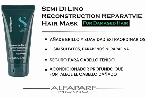 Vista 8 de Alfaparf Milano Semi Di Lino Reconstrucción Reparative Travel Size Mascarilla para cabello dañado, 1.72 oz.