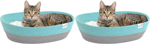 Vista 10 de Kitty City Cama redonda de fieltro, cama cálida y acogedora para gatos, gris Cueva gris y marrón
