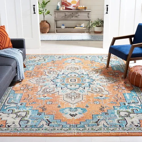 Vista 25 de Safavieh MAD473E - Tapete con diseño de medallón desgastado, bohemio elegante, colección Madison, no suelta pelos, fácil de cuidar, alto tránsito