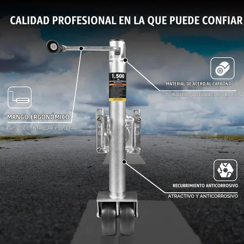 Vista 2 de Torin - Gato de remolque de 1500 libras con rueda, gato giratorio resistente para barco de remolque, elevación de 13 pulgadas, gato de lengüeta