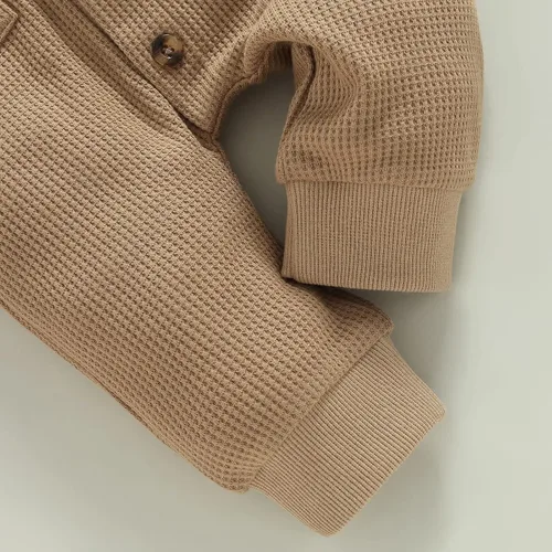 Vista 7 de Mubineo Mameluco de manga corta con botones lisos, básicos, para el verano, otoño